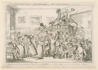 ロンドン美術館ピカデリーでのシーン 作： George Cruikshank