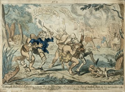 1819年9月7日に公開されたHottentots Capering Ashore ...のすべて 作： George Cruikshank