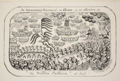 中国に関する異例の動き - または - ついに「柳模様」の変更!!, pub. 1853年 作： George Cruikshank