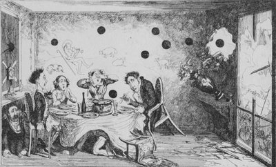 パリで中断された英語のディナーパーティー、c1849。 作： George Cruikshank