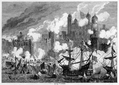 サフォーク公爵によるセントトーマスタワーへの攻撃、1554 1840。 作： George Cruikshank