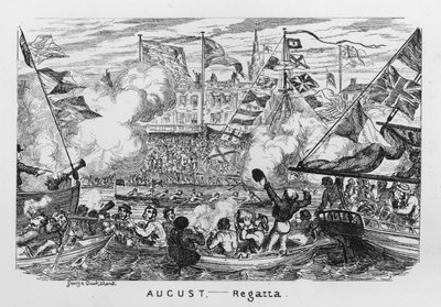 8月、レガッタ（彫刻 作： George Cruikshank