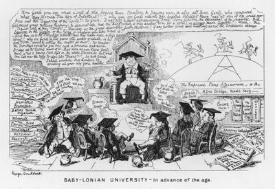 ベイビー・ロニアン大学、時代を先取りして(エングレービング) 作： George Cruikshank
