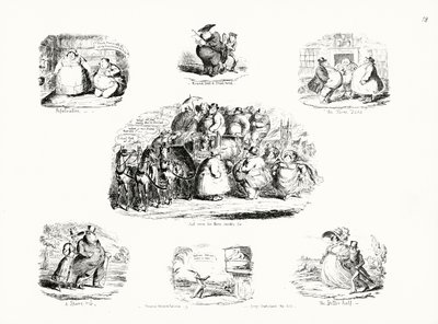 ジョージ・クルイックシャンクが肥満をテーマに描いた漫画（彫刻 作： George Cruikshank
