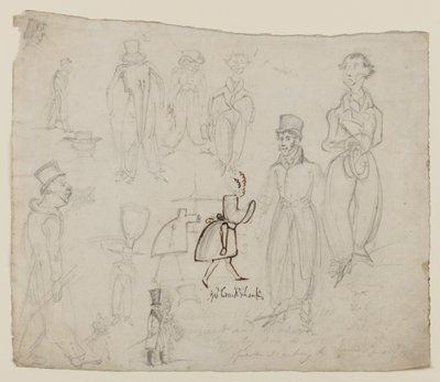 キャラクターの研究（紙に鉛筆、ペン、インク） 作： George Cruikshank
