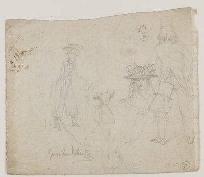 キャラクターの研究（紙に鉛筆、ペン、インク） 作： George Cruikshank