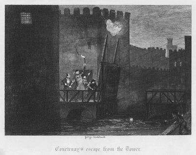 コートネーの塔からの逃亡（エングレービング 作： George Cruikshank