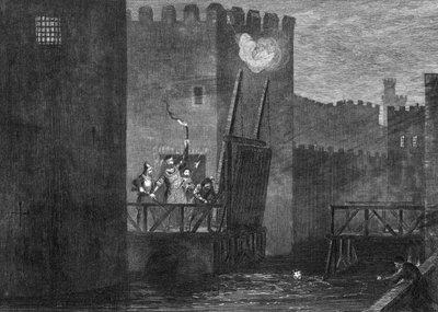 コートネイはタワーから脱出した、1840 作： George Cruikshank
