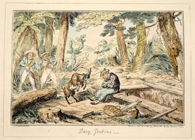 グリニッジ病院のDavy Jenkins、一連の海軍のスケッチ、戦争の男の人生を描写した、パブ。 1826年（手描きの彫刻） 作： George Cruikshank