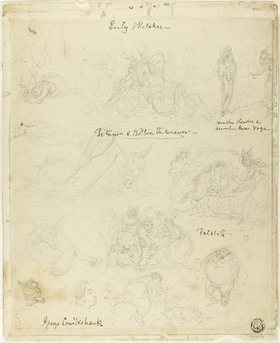 ファルスタッフ』『真夏の夜の夢』の初期スケッチ 作： George Cruikshank