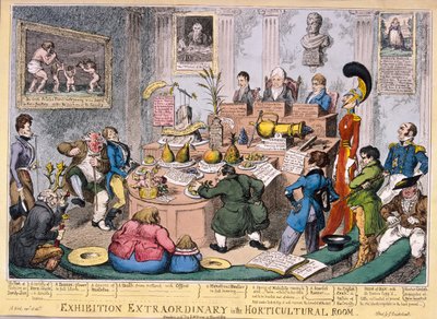 王立園芸協会での展示会、ロンドン、1826 作： George Cruikshank