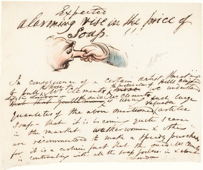 「予期せぬ――石鹸の価格の驚くべき上昇だ！」 作： George Cruikshank