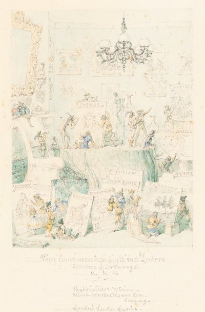 フレデリック・ロッカー氏の画集を鑑賞する妖精愛好家 作： George Cruikshank
