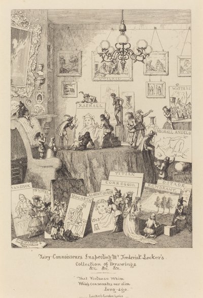 フレデリック・ロッカー氏の画集を鑑賞する妖精愛好家 作： George Cruikshank