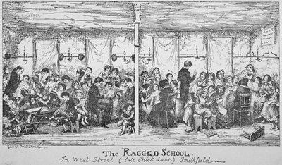 フィールド・レーン・ラグド・スクール、スミスフィールド、シティ・オブ・ロンドン、1850年 作： George Cruikshank