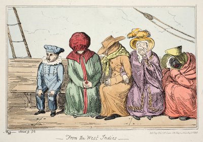 西インド諸島から、パブ。 1835年（手描きのエッチング） 作： George Cruikshank