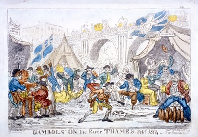「テムズ川のガンボル、フェビー、1814」 作： George Cruikshank