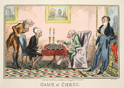 チェスのゲーム、トーマスマクリーン作のパブ、1835年（手描きの彫刻） 作： George Cruikshank