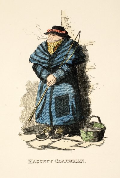 ハックニーコーチマン、「紳士のポケットマガジン」、パブから。 1827年（手描きの彫刻） 作： George Cruikshank