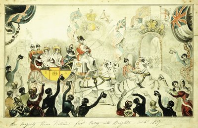 ビクトリア女王陛下のブライトンへの最初の入国1837年10月4日、1837年 作： George Cruikshank