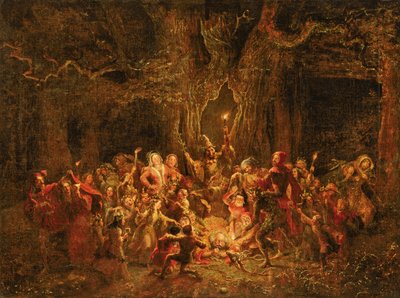 ウィリアム・シェイクスピア（1564-1616）による「ウィンザーの陽気な妻たち」のヘルネスオーク、1857年頃（キャンバスに油彩） 作： George Cruikshank