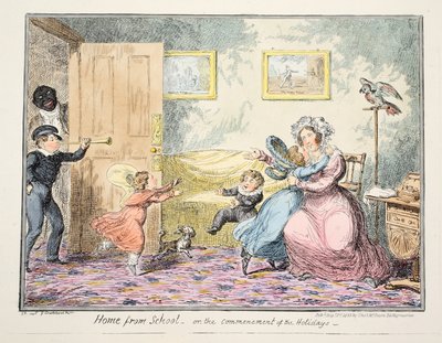 学校からの家または休日のパブの始まり。 1835年（手描きの彫刻） 作： George Cruikshank
