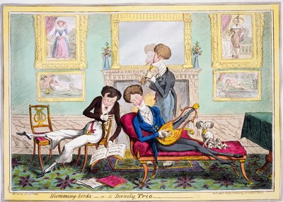 ハミングバード、またはダンディトリオ、パブ。 1819（手彫り彫刻） 作： George Cruikshank