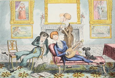 ハチドリまたはダンディトリオ、パブ。 1835年（手描きの彫刻） 作： George Cruikshank