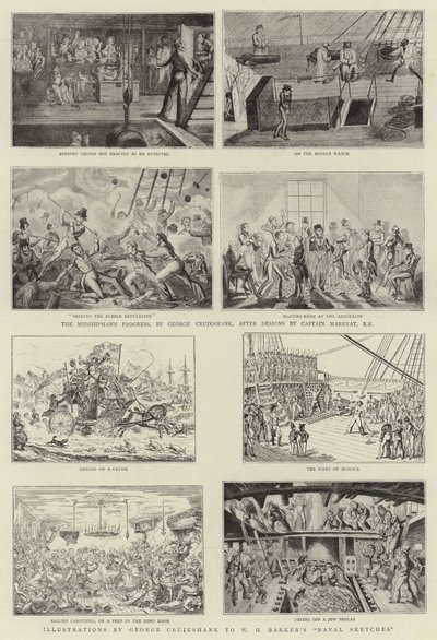 王立海軍展でのユーモラスなアート 作： George Cruikshank