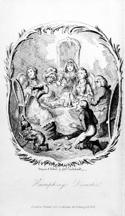 ハンフリーの災害、トビアススモレットによる「ハンフリークリンカーの遠征」のイラスト、1831年 作： George Cruikshank