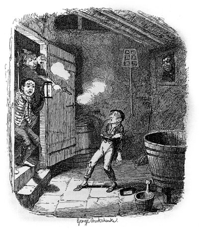 チャールズ・ディケンズ（1812-1870）作『オリバー・ツイスト』（オリヴィエ）の挿絵を、ジョージ・クルイックシャンク（1792-1878）が担当しました。 作： George Cruikshank