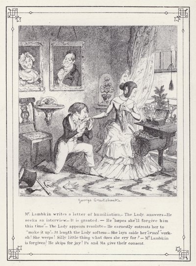 The Bachelors Own Book, or The Progress of Mr Lambkin (Gent) (e.g. engraving)」のイラスト。 作： George Cruikshank