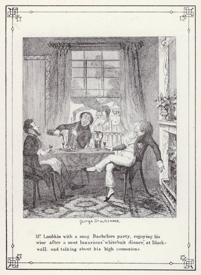 The Bachelors Own Book, or The Progress of Mr Lambkin (Gent) (e.g. engraving)」のイラスト。 作： George Cruikshank