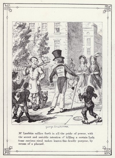 The Bachelors Own Book, or The Progress of Mr Lambkin (Gent) (e.g. engraving)」のイラスト。 作： George Cruikshank