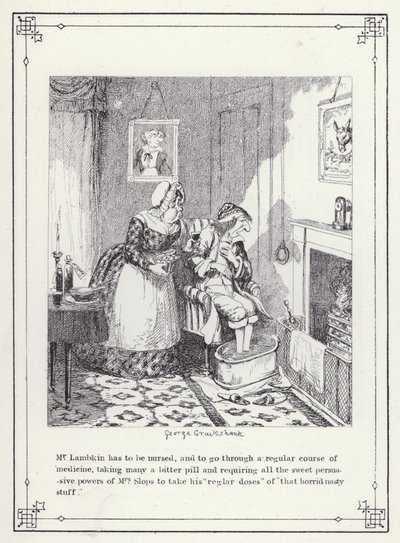 The Bachelors Own Book, or The Progress of Mr Lambkin (Gent) (e.g. engraving)」のイラスト。 作： George Cruikshank