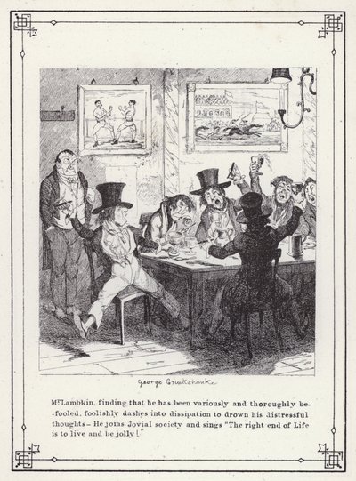 The Bachelors Own Book, or The Progress of Mr Lambkin (Gent) (e.g. engraving)」のイラスト。 作： George Cruikshank