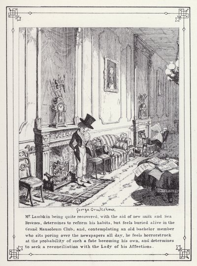 The Bachelors Own Book, or The Progress of Mr Lambkin (Gent) (e.g. engraving)」のイラスト。 作： George Cruikshank