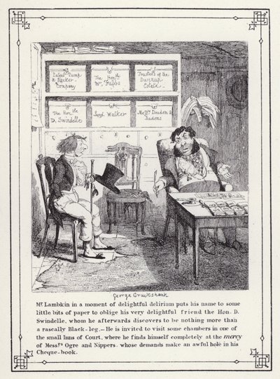 The Bachelors Own Book, or The Progress of Mr Lambkin (Gent) (e.g. engraving)」のイラスト。 作： George Cruikshank