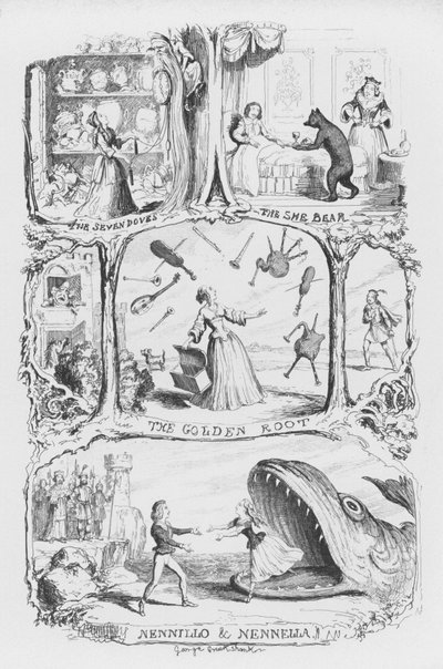 ジョージ・クルイックシャンクの「The Pentamerone」のイラスト（エングレービング 作： George Cruikshank