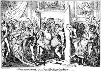 混雑した応接室の不便、1818年。 作： George Cruikshank