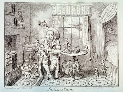 「消化不良」、1835 作： George Cruikshank