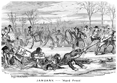 1月-ハードフロスト、19世紀。 作： George Cruikshank