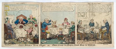 ジョンブルの3つのステージ、または1815（手彫りの彫刻） 作： George Cruikshank