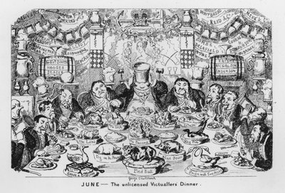 6月、無免許の犠牲者？晩ごはん 作： George Cruikshank