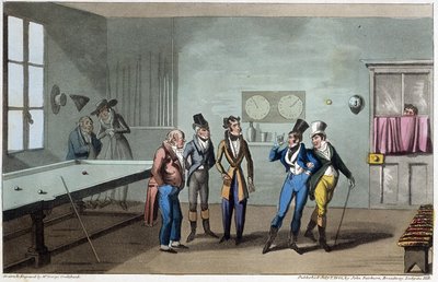 Les hommes à la salle de billard - David Carey著「Life in Paris」（G. Cruikshank画、ロンドン）に掲載。 作： George Cruikshank