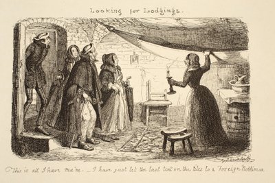 宿泊施設、パブを探しています。 1851 作： George Cruikshank