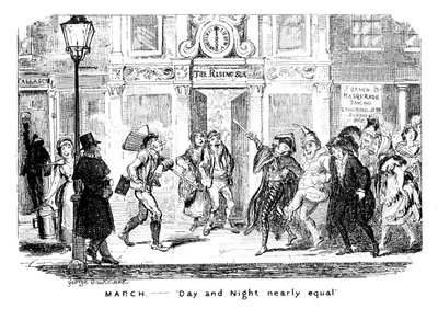 3月-昼と夜はほぼ同じ、19世紀。 作： George Cruikshank
