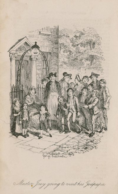 彼のゴッドパパを訪ねるマスタージョーイ 作： George Cruikshank