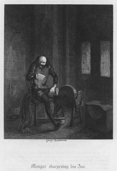 斧を研ぐモンガー（彫刻 作： George Cruikshank