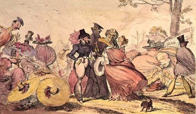 1825 年と 1826 年の怪物。 (19 世紀の風刺漫画。英国のファッション) 作： George Cruikshank